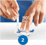 Photo: filling the on-body injector at 90-degree angle